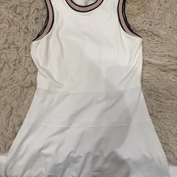 Varley White Cora Court Dress with Navy and Pink Stripes - Picture 2 of 4